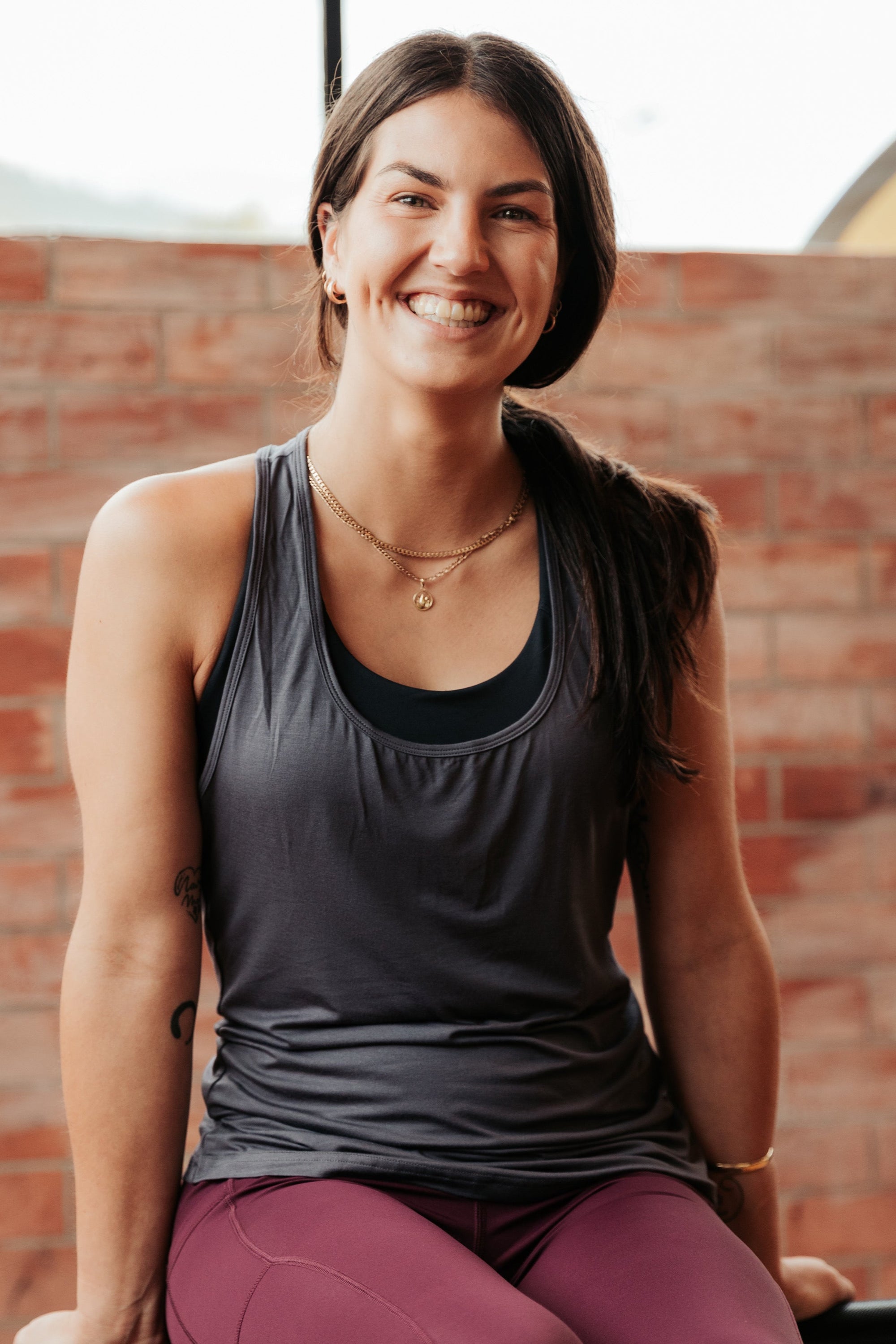 Lux Bamboo Drape Singlet - Charcoal