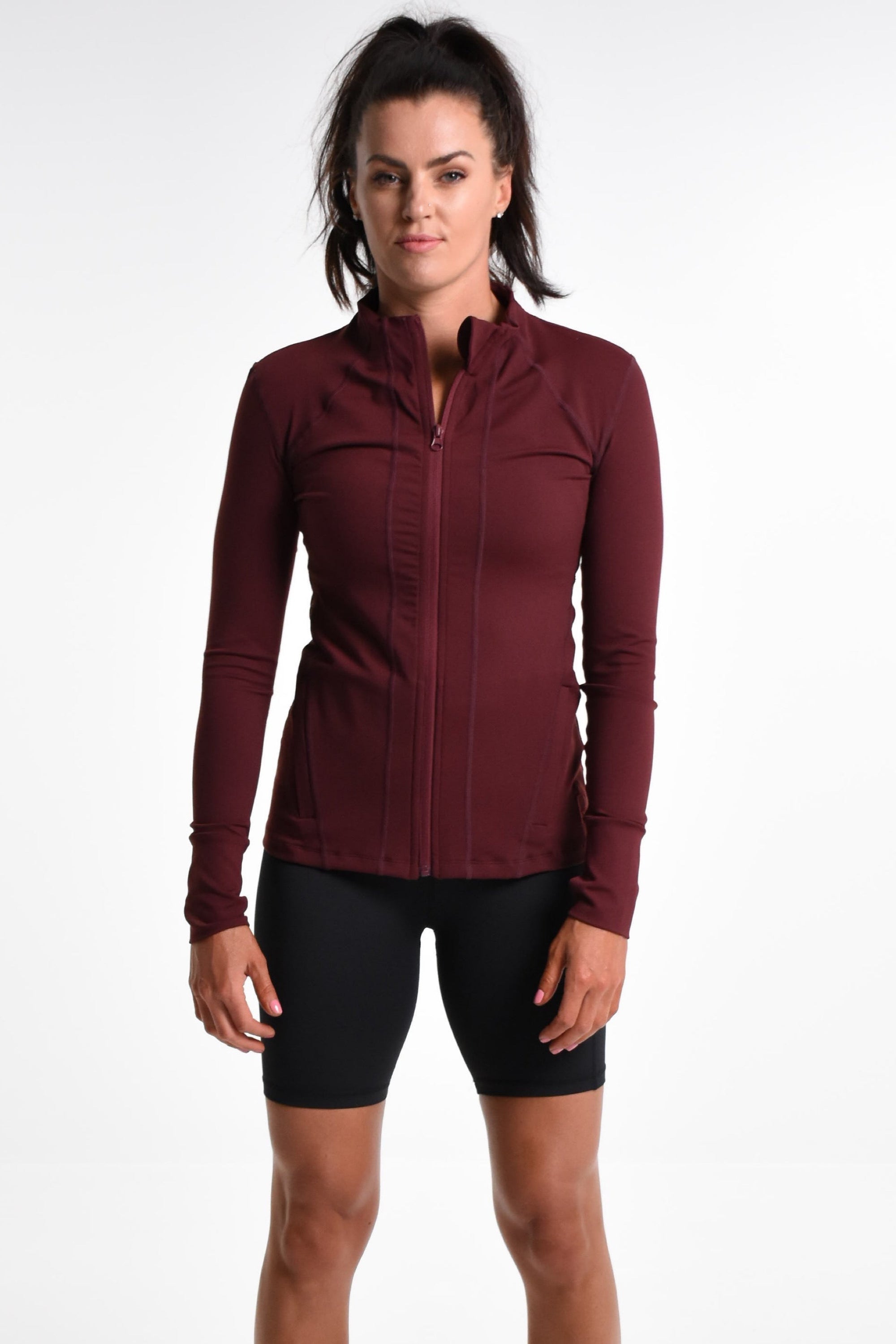 Rosie Slim Fit Zip Through Jacket - Red Wine