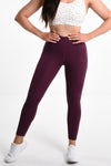 Layla Ankle Grazer Tight in Berry Red - Perky Peche women's leggings NZ