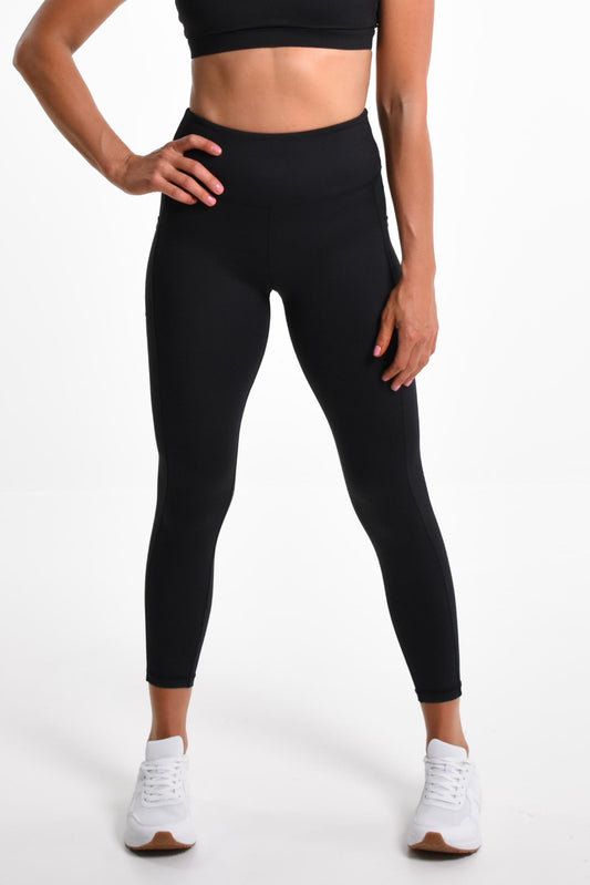 Tilly High-Waist Compression Tights Full Length in Black - Perky Peche women's leggings NZ