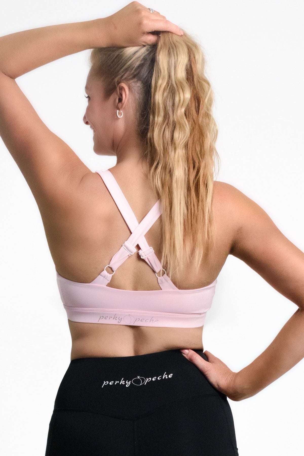 Gigi Sports Bra in Baby Pink - Perky Peche women's sports bra NZ