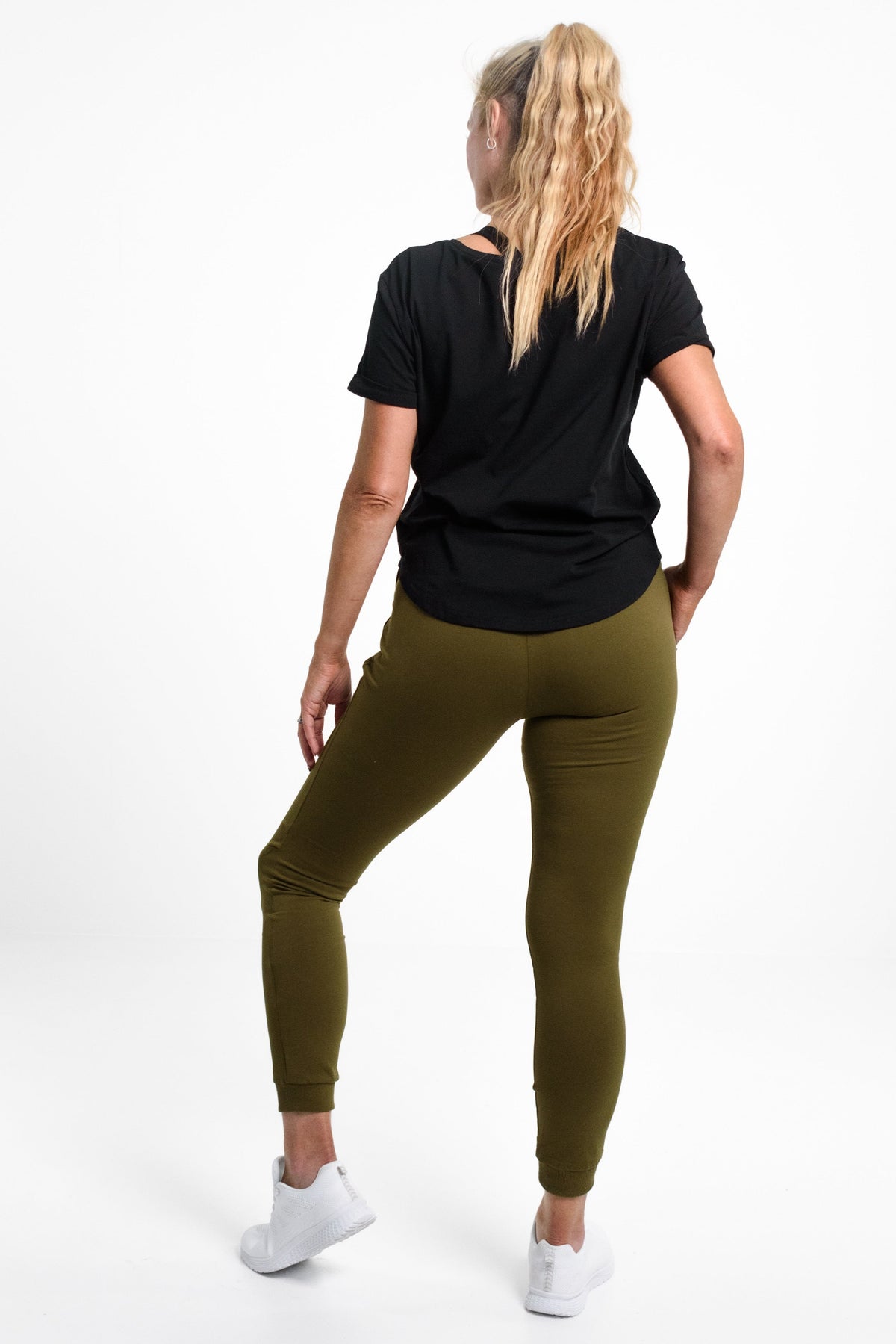 Isabella Slim Fit Full Length Active Jogger in Olive - Perky Peche women's activewear NZ