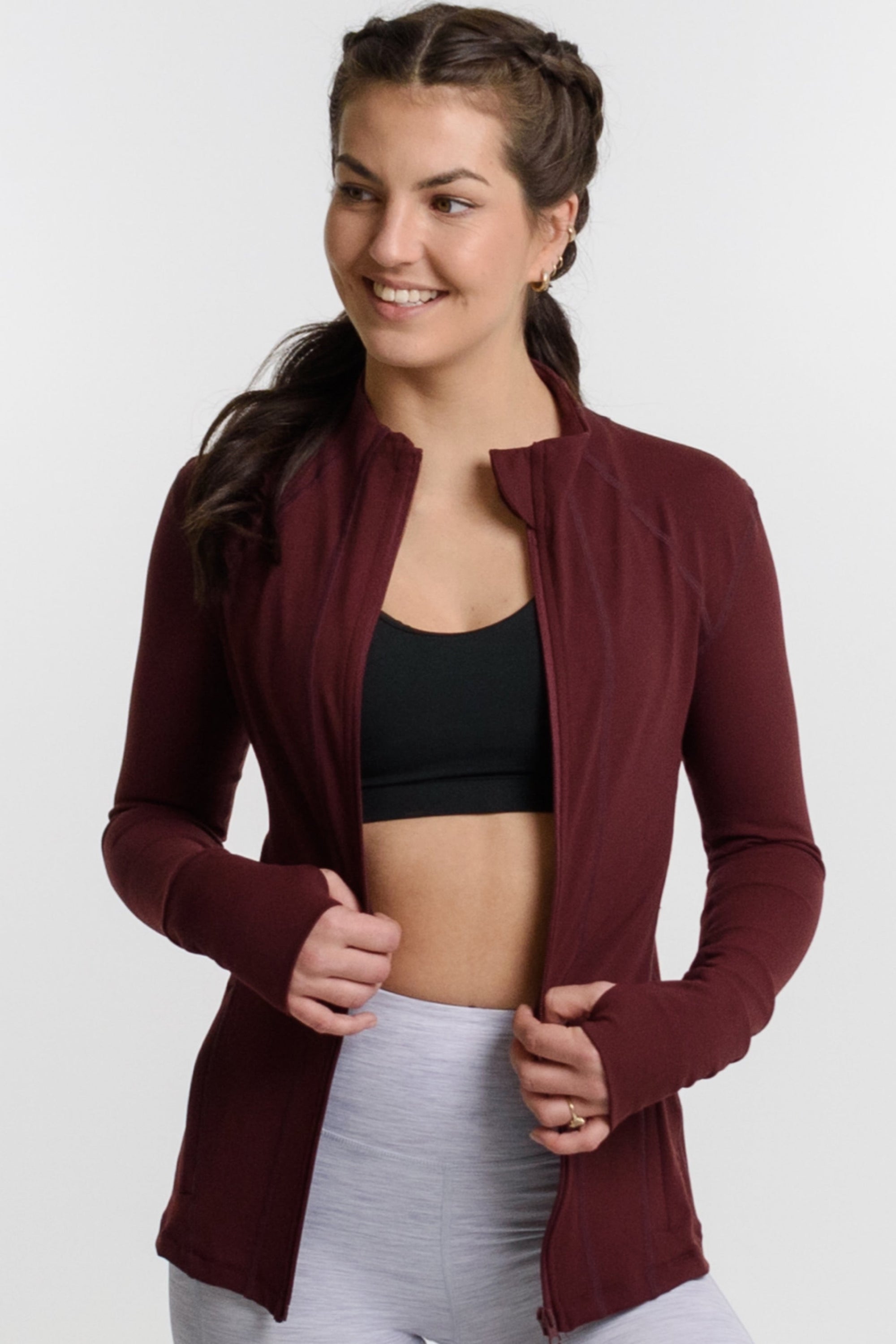 Rosie Slim Fit Zip Through Jacket - Red Wine
