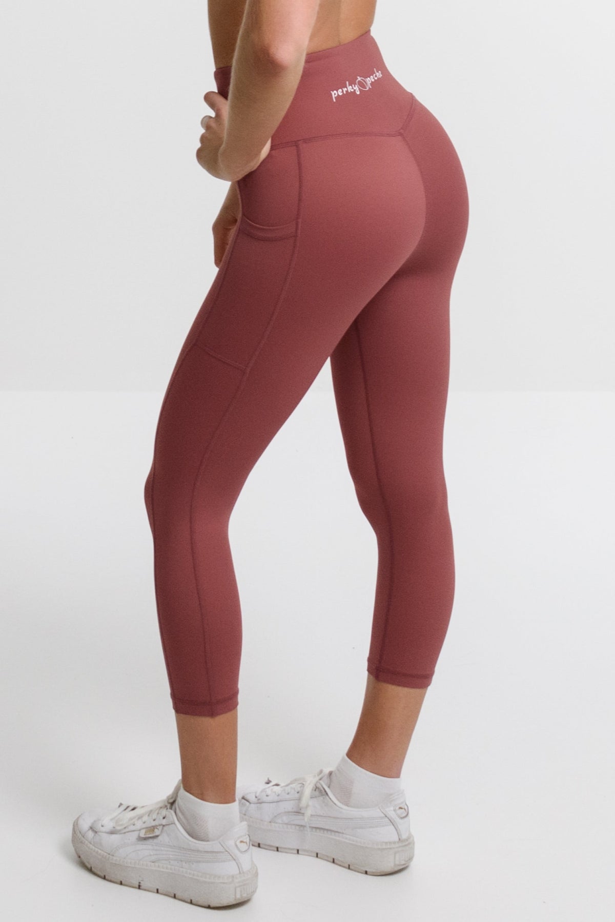 Tilly High-Waist Compression Tights 7/8 in Burnt Red - Perky Peche women's leggings NZ