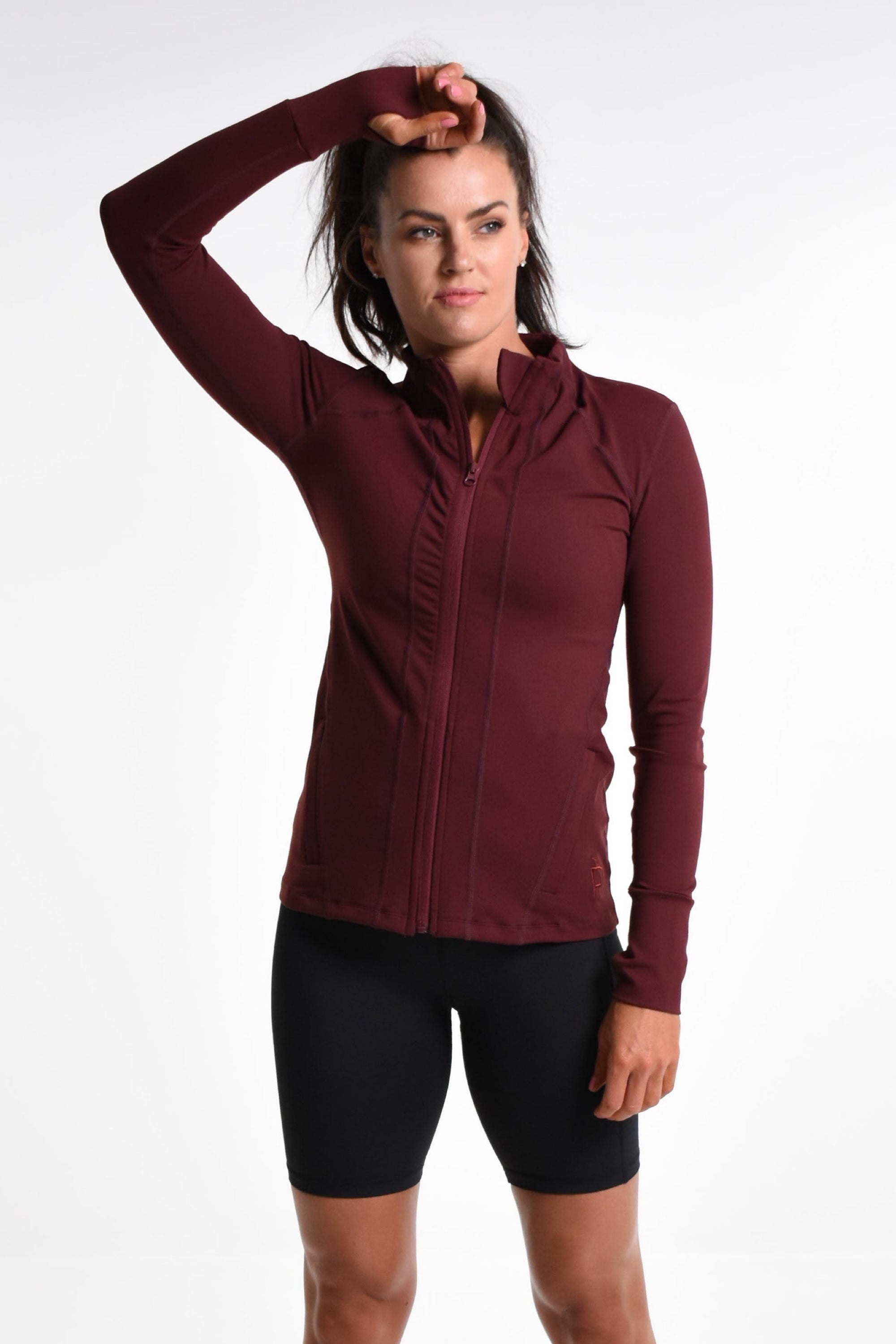 Rosie Slim Fit Zip Through Jacket - Red Wine