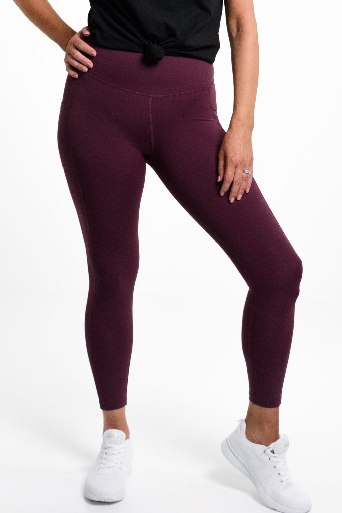 Lola Tight Full Length in Berry Red - Perky Peche women's leggings NZ